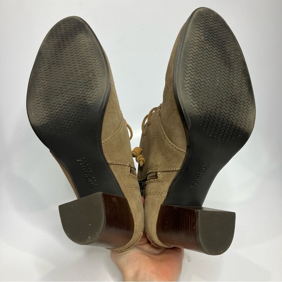 Sperry Dasher Gale tan suede ankle boots heels women’s size 11 neutral casual - Picture 6 of 8